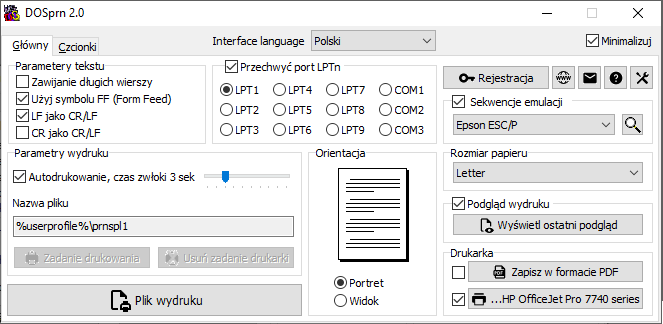 Automatyczne przechwytywanie wydruków tekstowych pod Windows98, Windows2000 i WindowsXP