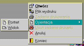 Zarządzanie drukiem z DOS'a przez menu kontekstowe